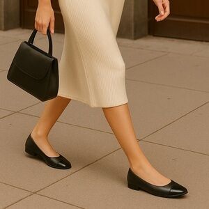 DV by Dolce Vita Black Toe Cap Ballet Flats Size 10 Vegan-Friendly New With Box